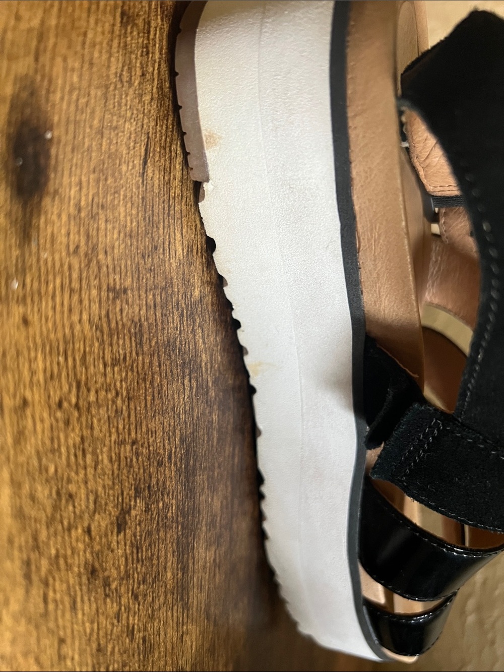 UGG Braelyn Black Patent & Suede Triple-Strap Sandals - Picture 9 of 10